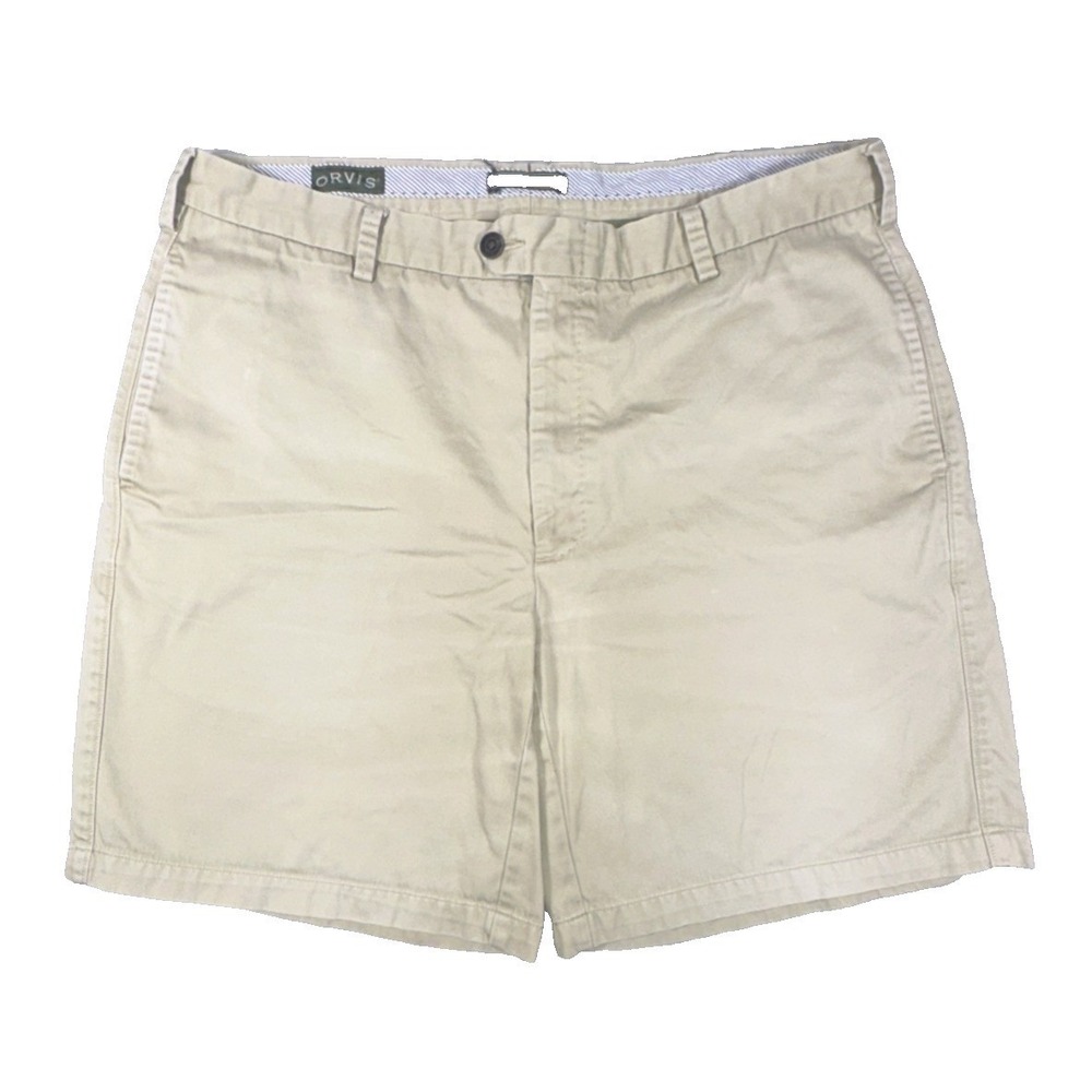 Orvis Golf Shorts Mens 40 Tan Washed Pima Cotton Preppy Casual Chino 9" Inseam